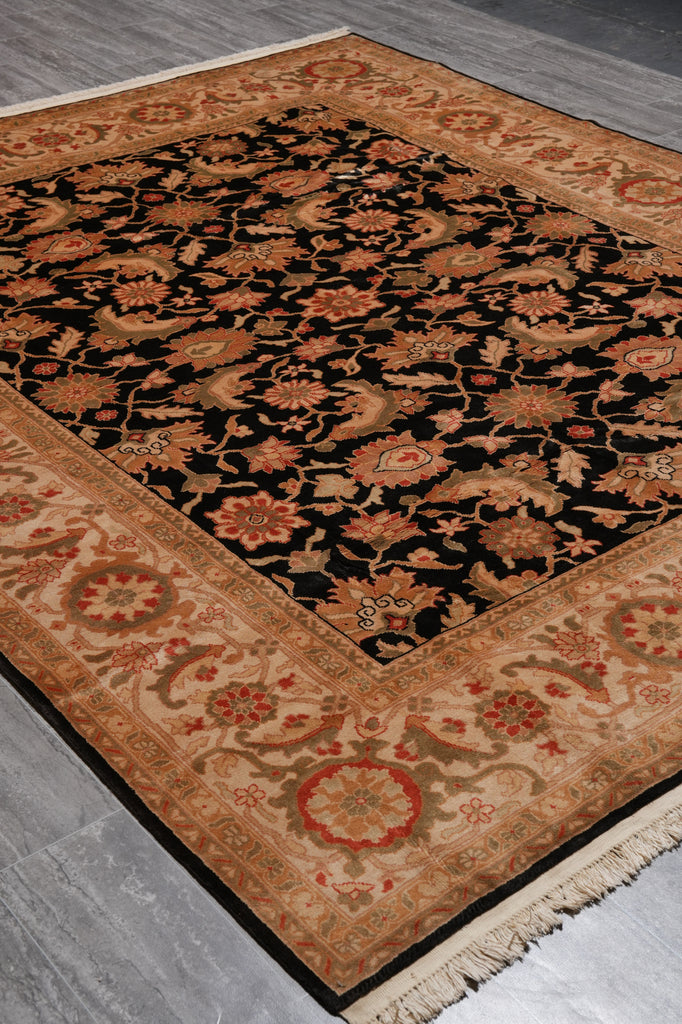 8 x 9.9 Clearance Sale Quality Wool Hand-Knotted Agra Rug Black #PIX-14814