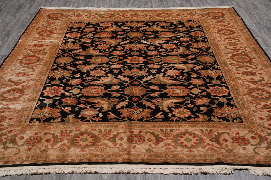 8 x 9.9 Clearance Sale Quality Wool Hand-Knotted Agra Rug Black #PIX-14814