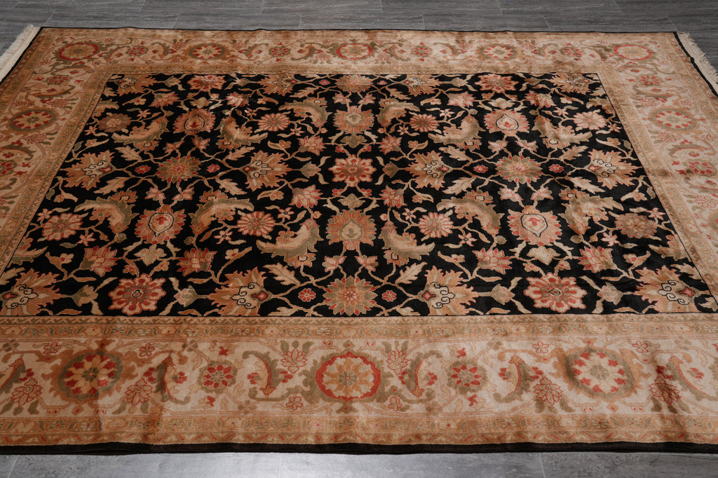 8 x 9.9 Clearance Sale Quality Wool Hand-Knotted Agra Rug Black #PIX-14814