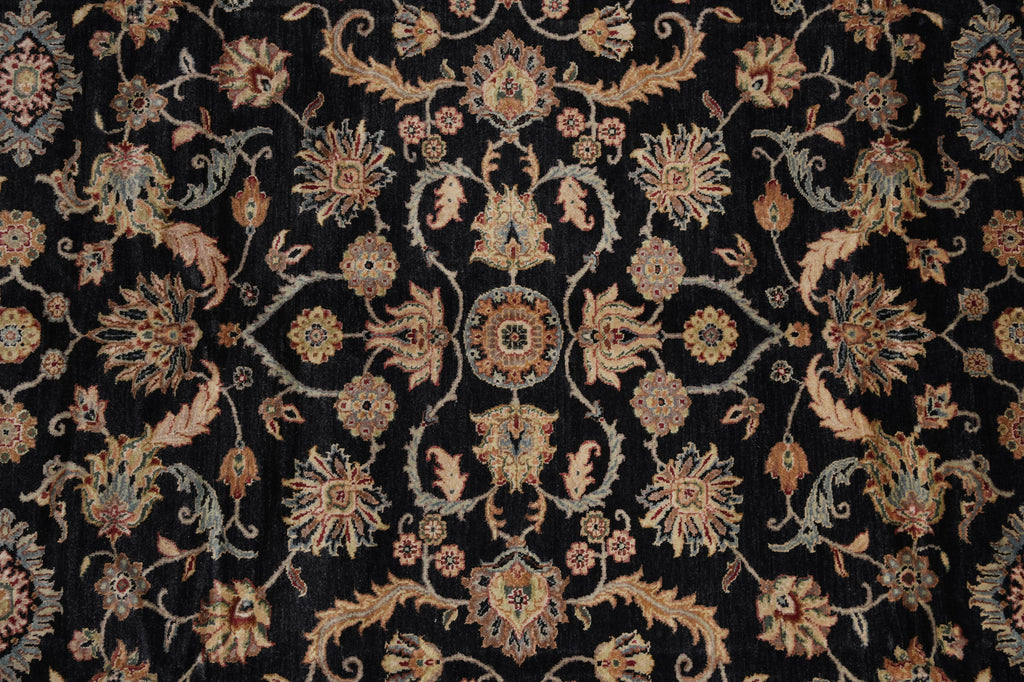 7.9 x 9.5 Quality Hand-Knotted Jaipur Fine Wool Rug Black #PIX-12657