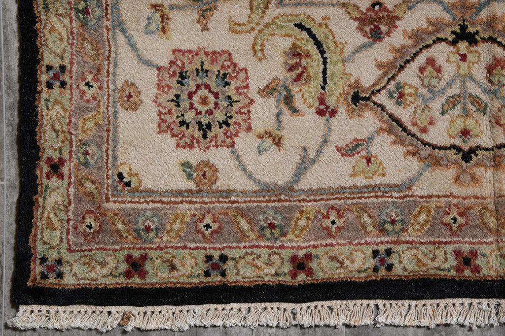 7.9 x 9.5 Quality Hand-Knotted Jaipur Fine Wool Rug Black #PIX-12657