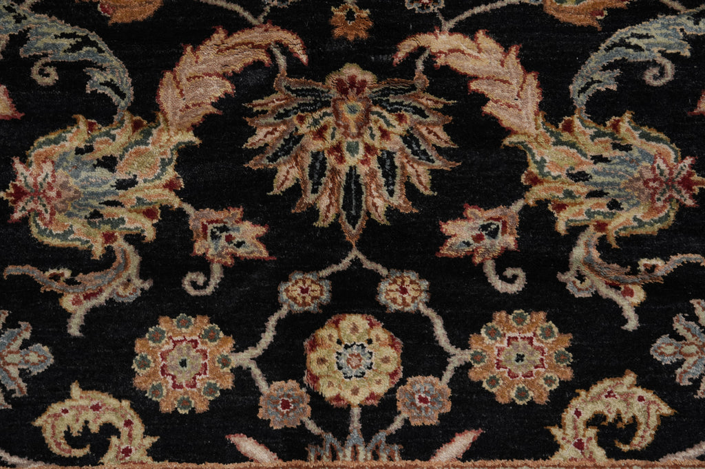 7.9 x 9.5 Quality Hand-Knotted Jaipur Fine Wool Rug Black #PIX-12657
