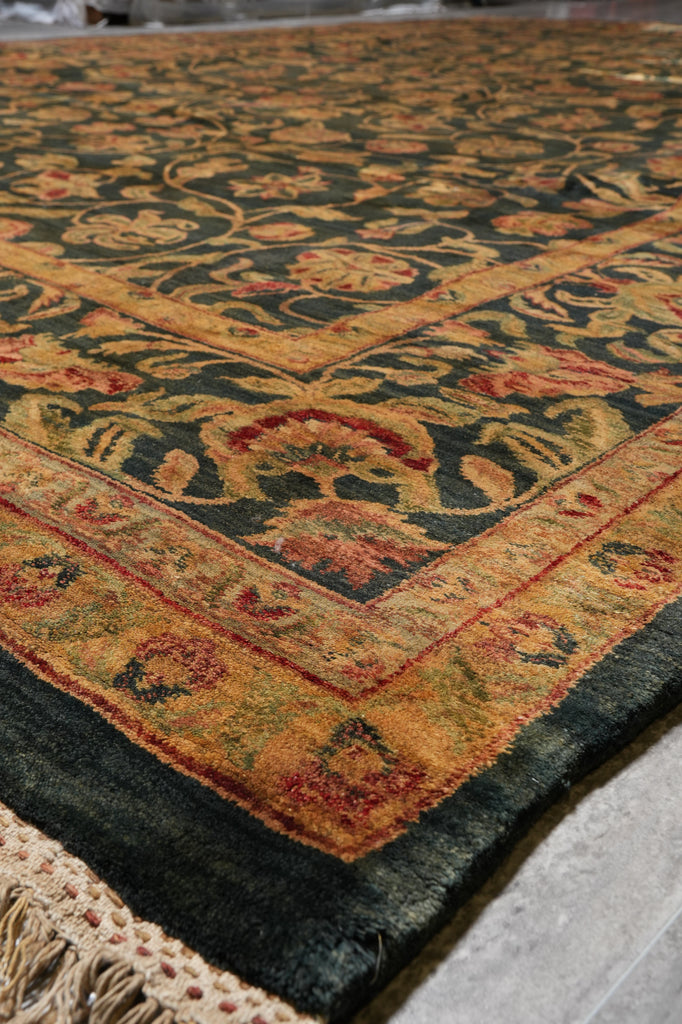 9.6 x 13.6 Dark Emerald Green Jaipur Wool Rug #PIX-8304