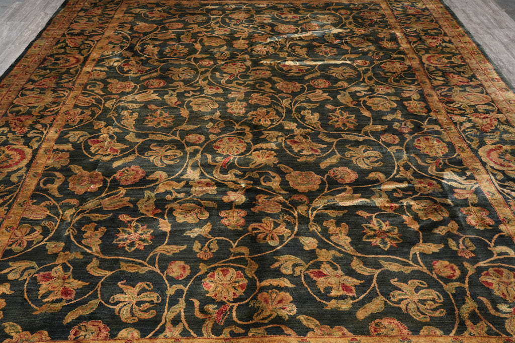 9.6 x 13.6 Dark Emerald Green Jaipur Wool Rug #PIX-8304