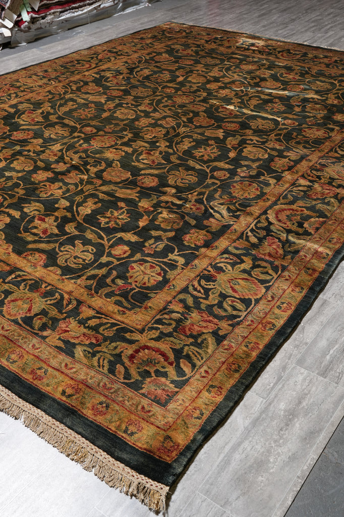 9.6 x 13.6 Dark Emerald Green Jaipur Wool Rug #PIX-8304