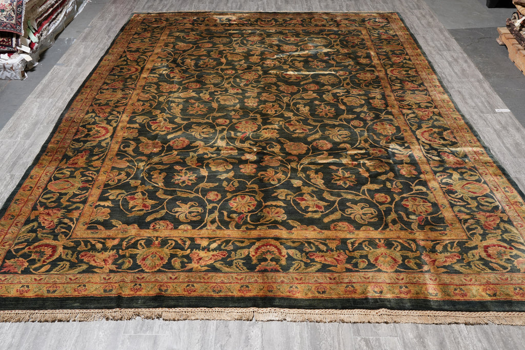 9.6 x 13.6 Dark Emerald Green Jaipur Wool Rug #PIX-8304