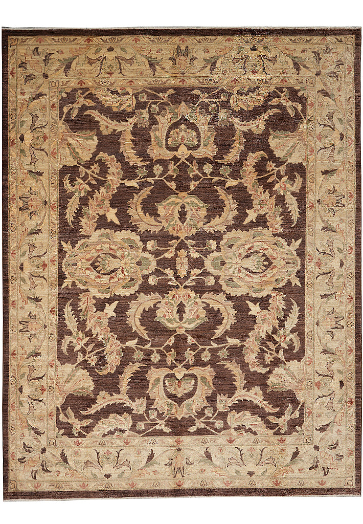 8 x 10 Dark Brown Zigler Chobi Peshawar Rug #F-4324