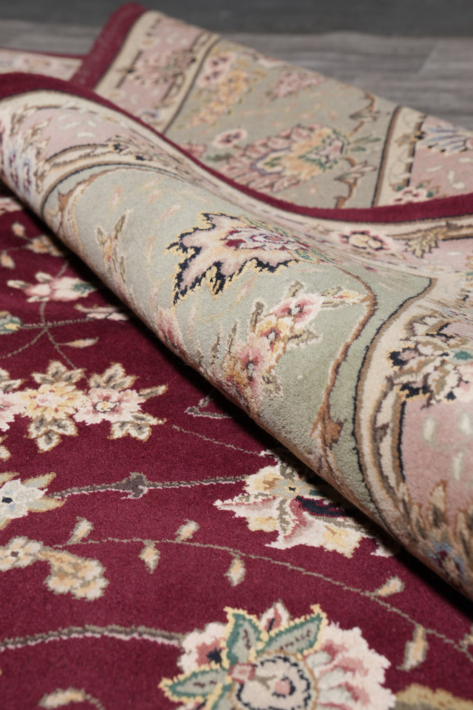 10 x 14 Fine Quality Handmade  Rug Wool and Silk Burgundy Green #F-5416