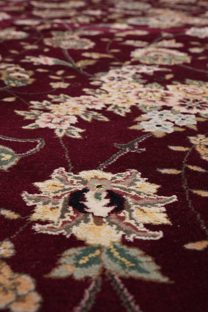 10 x 14 Fine Quality Handmade  Rug Wool and Silk Burgundy Green #F-5416