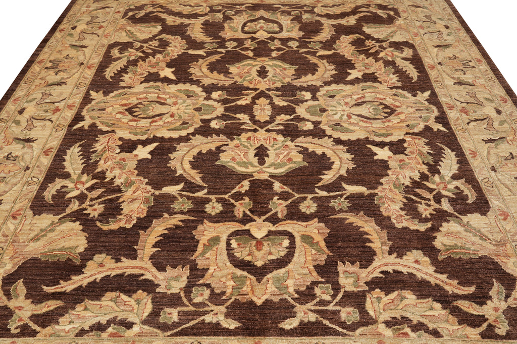 8 x 10 Dark Brown Zigler Chobi Peshawar Rug #F-4324