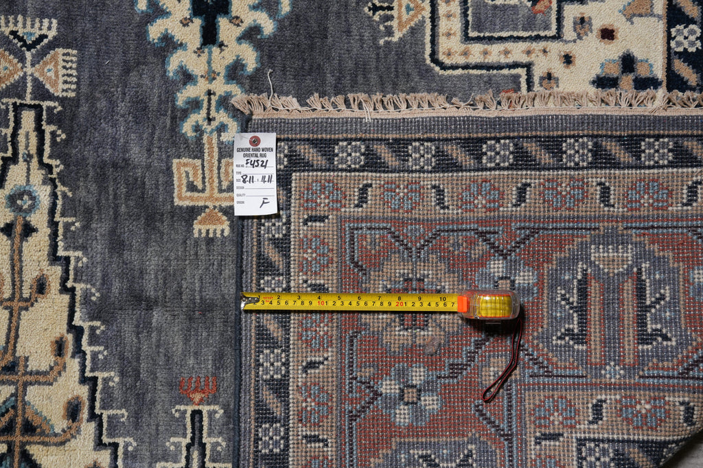 9 x 12 New Hand-Knotted Agra Rug Slate Gray Blue Geometric #F-4521