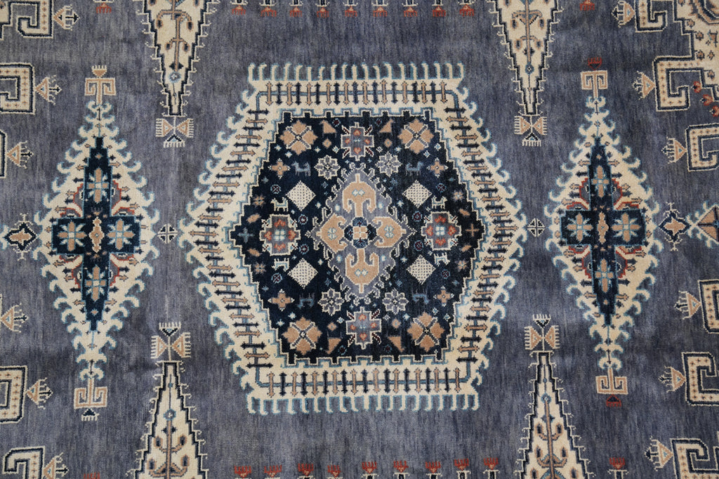 9 x 12 New Hand-Knotted Agra Rug Slate Gray Blue Geometric #F-4521