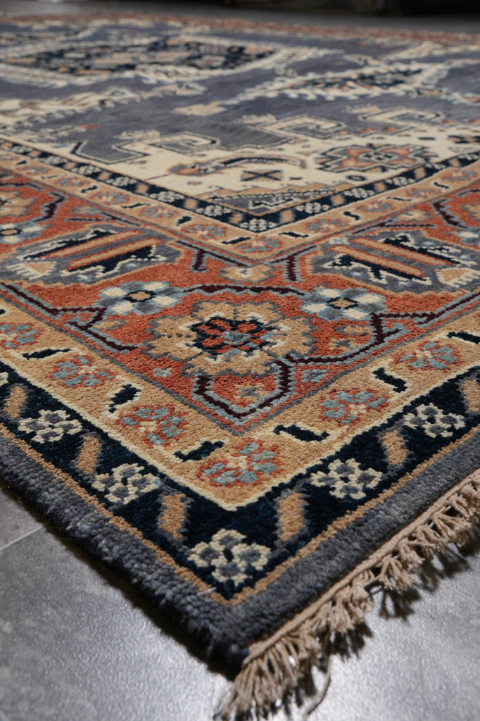 9 x 12 New Hand-Knotted Agra Rug Slate Gray Blue Geometric #F-4521
