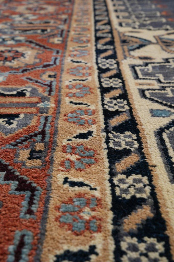 9 x 12 New Hand-Knotted Agra Rug Slate Gray Blue Geometric #F-4521