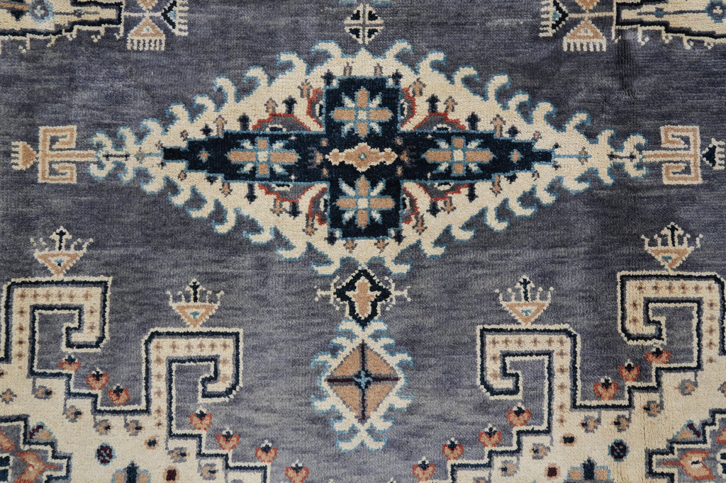 9 x 12 New Hand-Knotted Agra Rug Slate Gray Blue Geometric #F-4521
