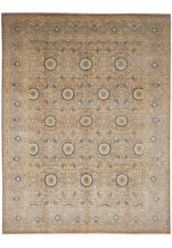8.10 x 11.4 Finer Quality Wool Dense Weave Zigler Chobi Peshawar Rug Neutral Details #F-4326