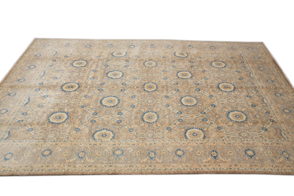 8.10 x 11.4 Finer Quality Wool Dense Weave Zigler Chobi Peshawar Rug Neutral Details #F-4326
