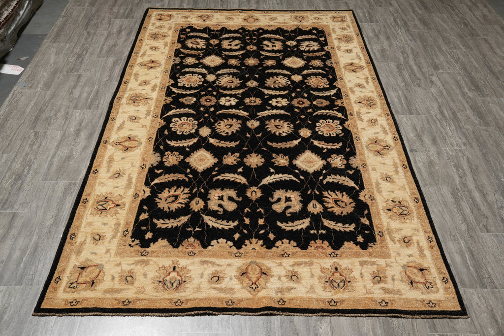 5.9 x 9 Black Chobi Peshawar Zigler Rug 20242