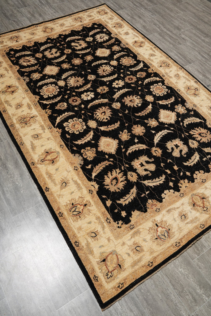 5.9 x 9 Black Chobi Peshawar Zigler Rug 20242
