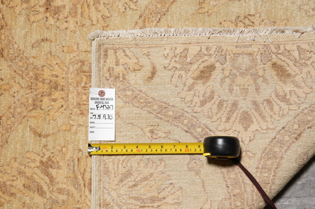 7.8 x 10 Transitional Chobi Peshawar Rug Hand-Knotted In Pakistan Warm Brown Green #F-4327