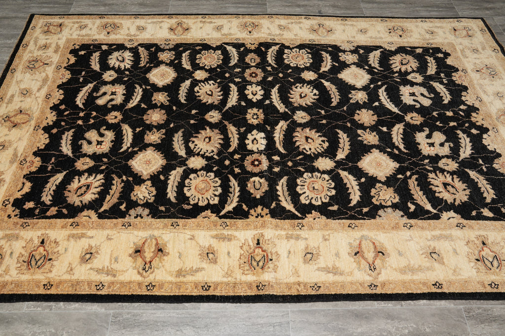 5.9 x 9 Black Chobi Peshawar Zigler Rug 20242