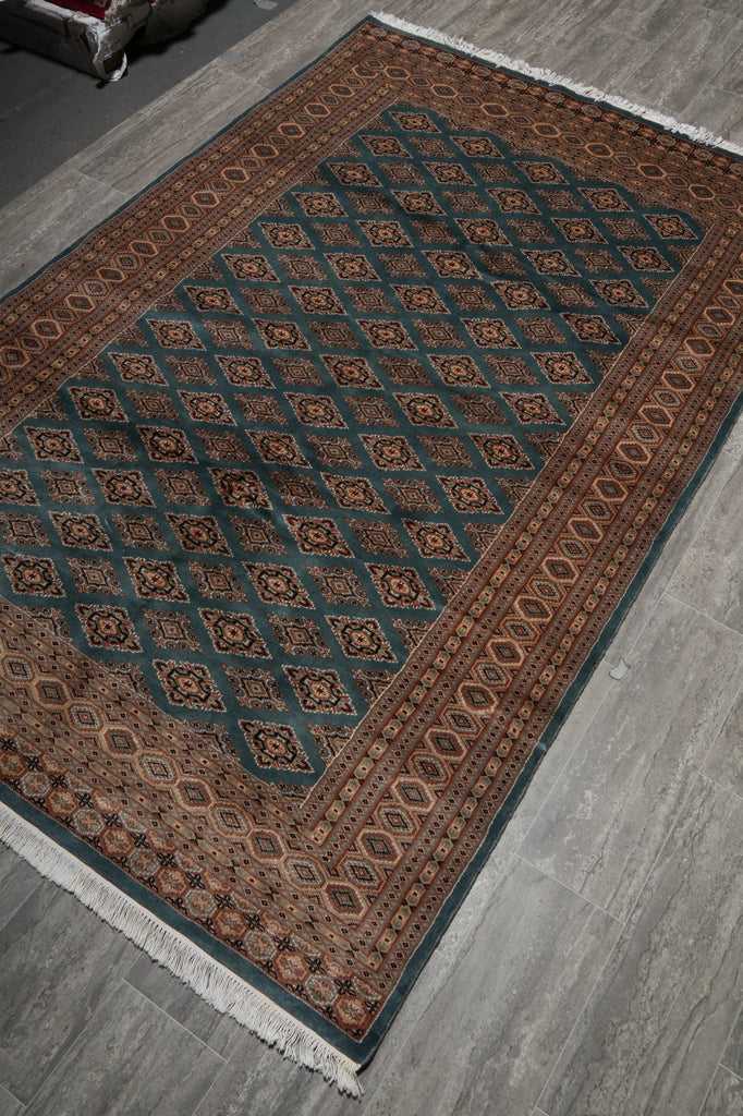 5 x 8 Jaldar Bokhara Rug GREEN - Pakistan #B-78243