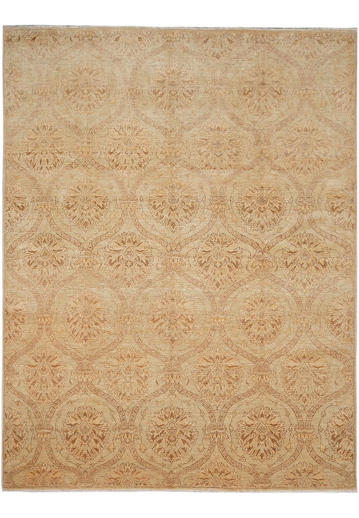 7.8 x 10 Transitional Chobi Peshawar Rug Hand-Knotted In Pakistan Warm Brown Green #F-4327