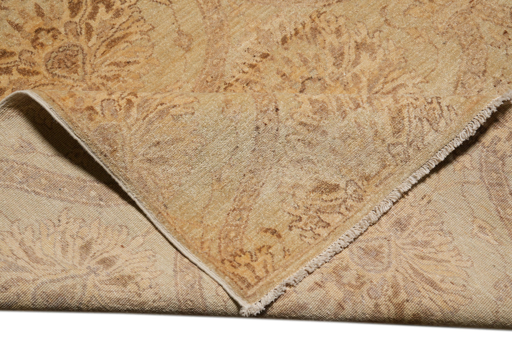 7.8 x 10 Transitional Chobi Peshawar Rug Hand-Knotted In Pakistan Warm Brown Green #F-4327