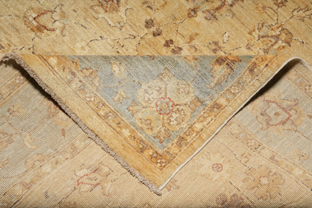 5.9 x 9 Brown Beige Chobi Peshawar Rug Taupe Blue Border 20229