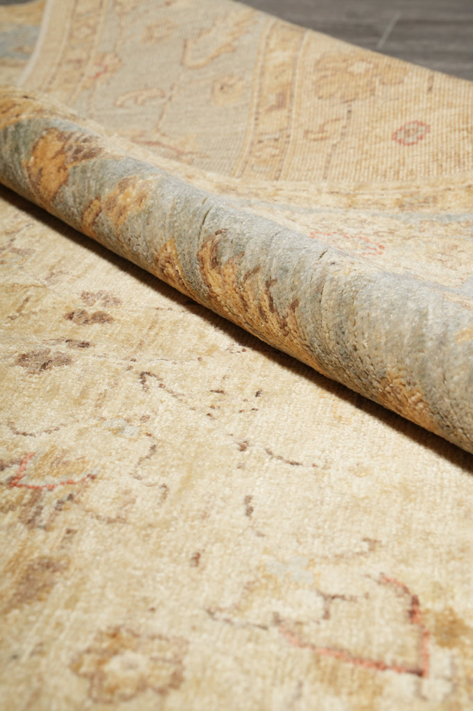 5.9 x 9 Brown Beige Chobi Peshawar Rug Taupe Blue Border 20229