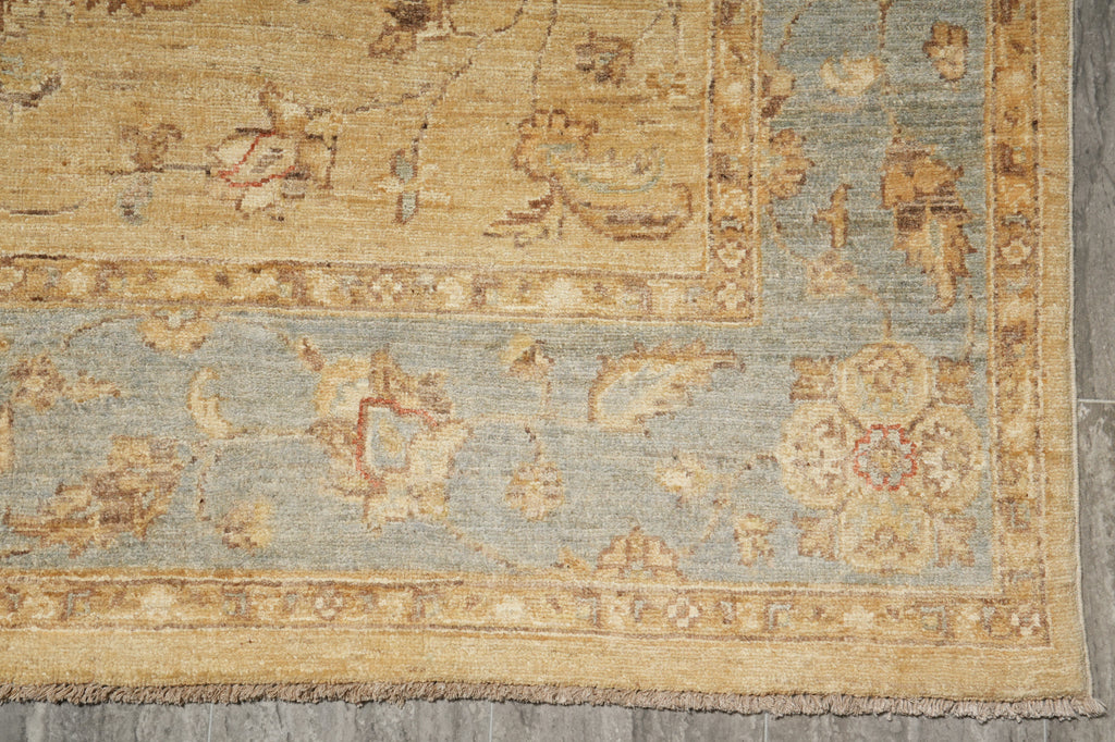 5.9 x 9 Brown Beige Chobi Peshawar Rug Taupe Blue Border 20229