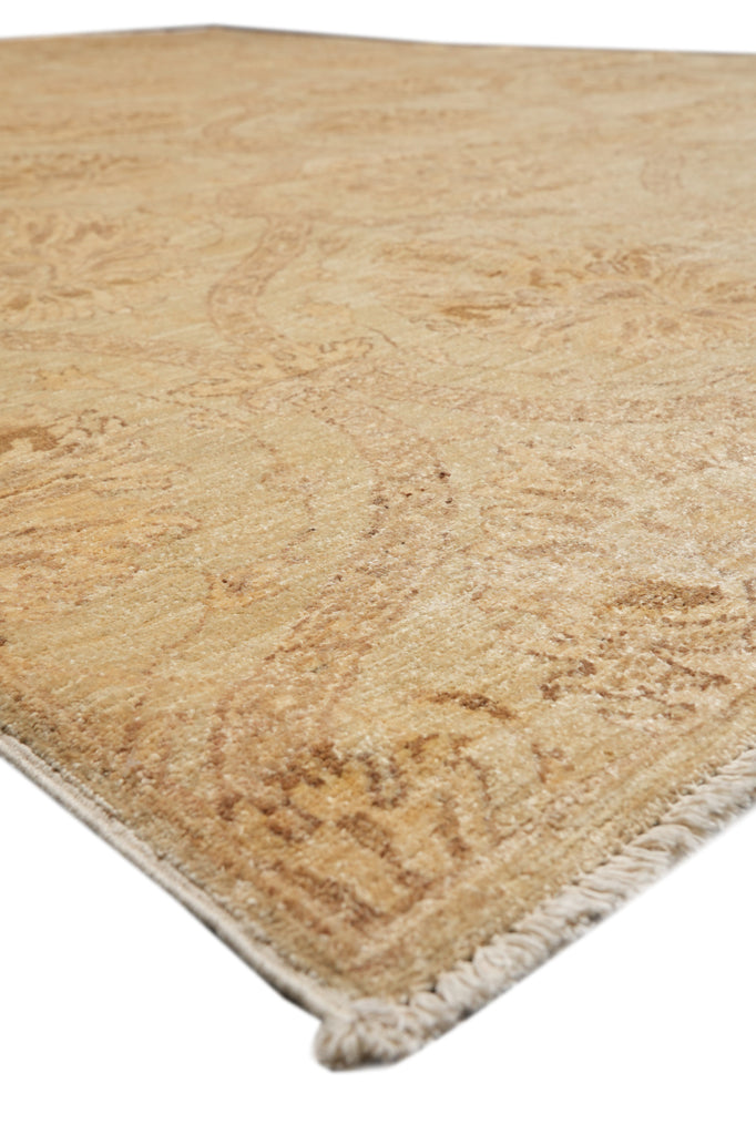 7.8 x 10 Transitional Chobi Peshawar Rug Hand-Knotted In Pakistan Warm Brown Green #F-4327