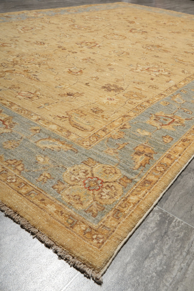 5.9 x 9 Brown Beige Chobi Peshawar Rug Taupe Blue Border 20229