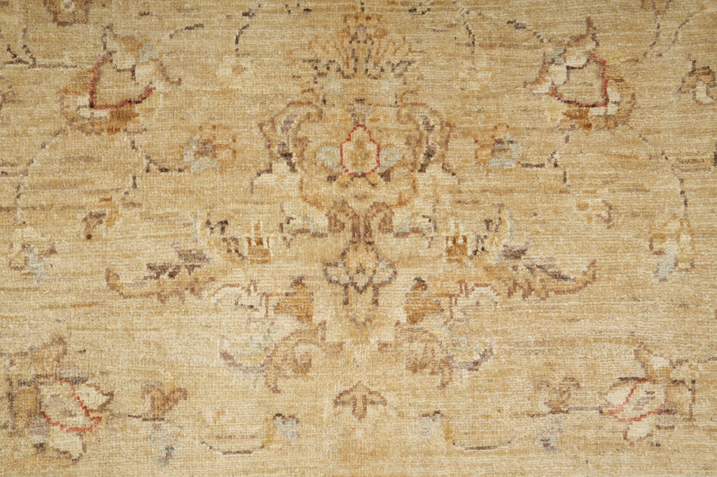 5.9 x 9 Brown Beige Chobi Peshawar Rug Taupe Blue Border 20229