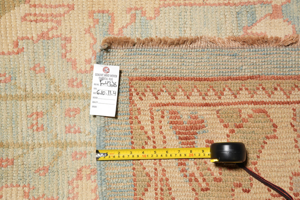 6.10 x 11.4 Gallery Size Wide Runner Oushak Carpet Hand-Knotted In Pakistan Aqua Teal Blue Green Brown #F-4328