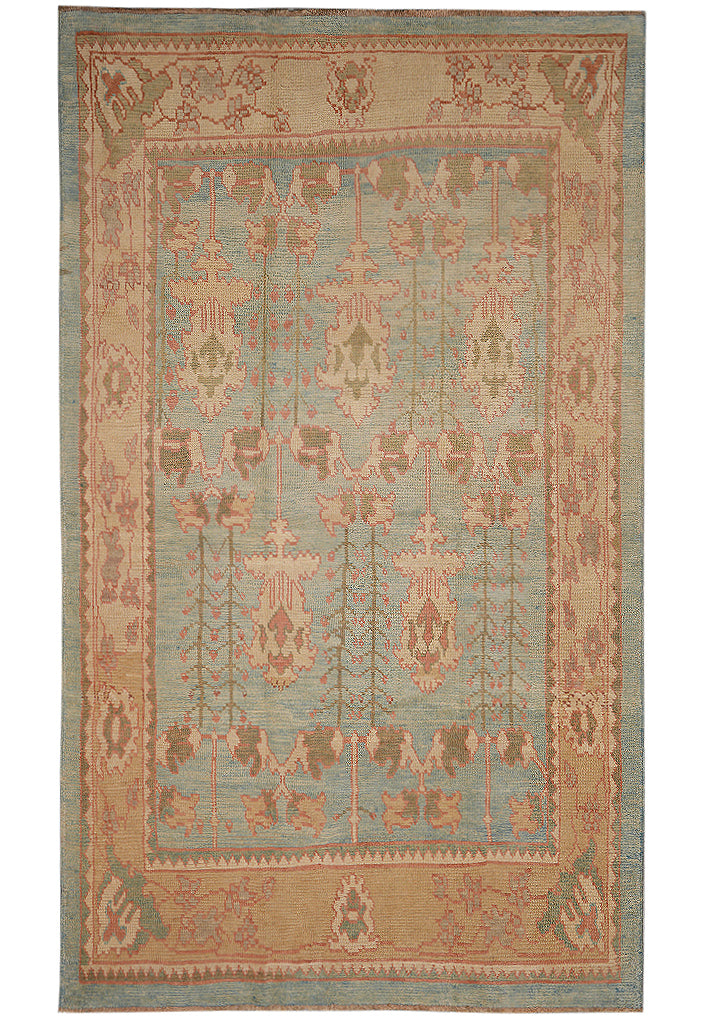 6.10 x 11.4 Gallery Size Wide Runner Oushak Carpet Hand-Knotted In Pakistan Aqua Teal Blue Green Brown #F-4328