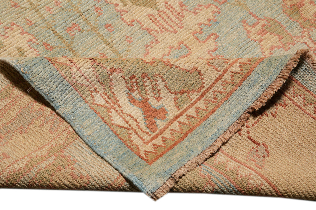 6.10 x 11.4 Gallery Size Wide Runner Oushak Carpet Hand-Knotted In Pakistan Aqua Teal Blue Green Brown #F-4328