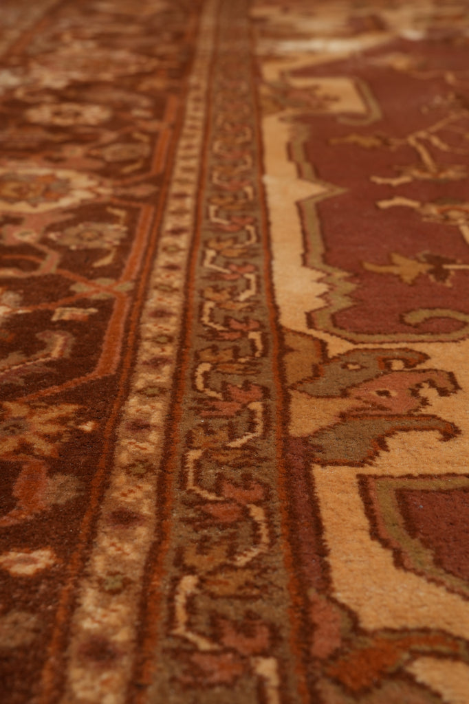 8.8 x 11.4 Authentic Persian Heriz Rug Brown #PIX-23865