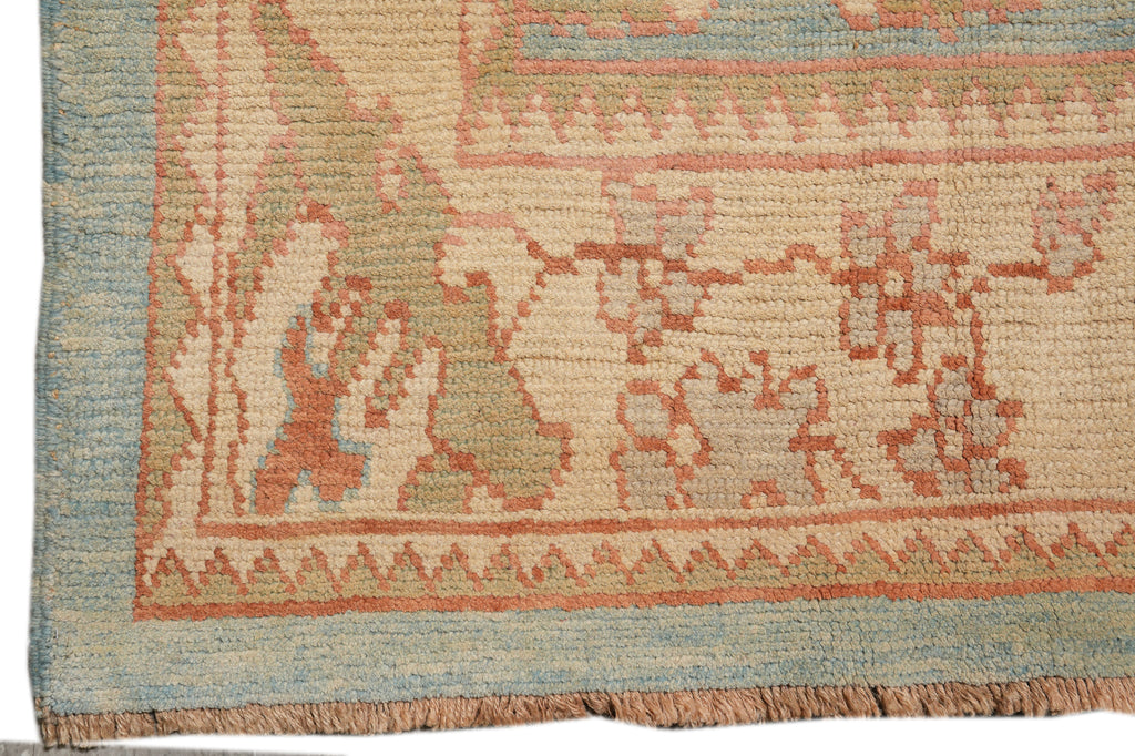 6.10 x 11.4 Gallery Size Wide Runner Oushak Carpet Hand-Knotted In Pakistan Aqua Teal Blue Green Brown #F-4328