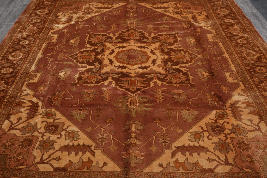 8.8 x 11.4 Authentic Persian Heriz Rug Brown #PIX-23865