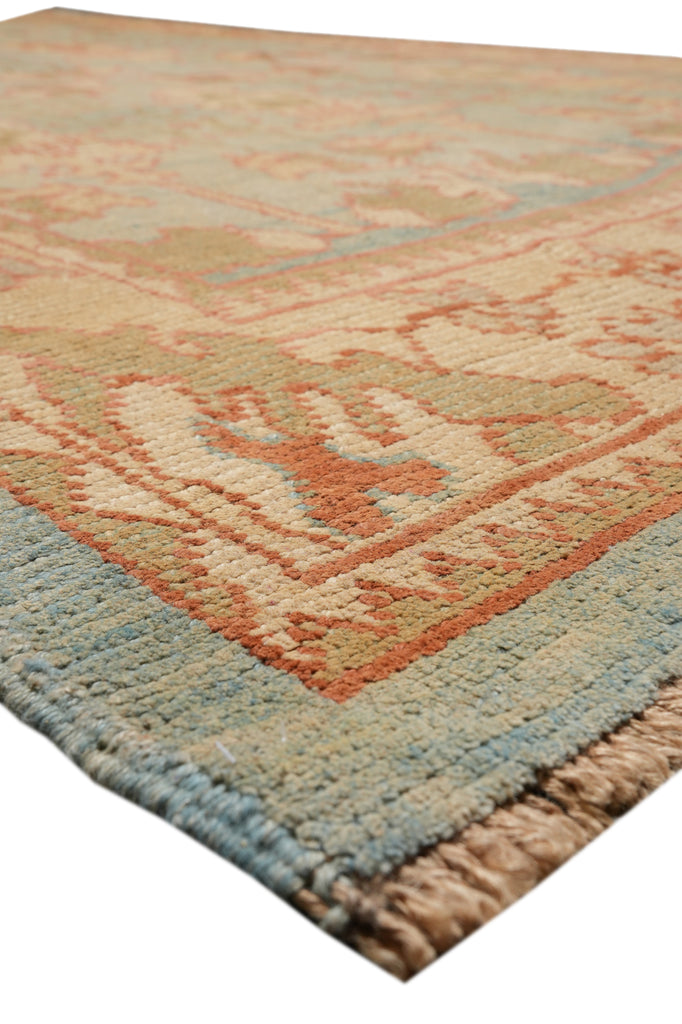 6.10 x 11.4 Gallery Size Wide Runner Oushak Carpet Hand-Knotted In Pakistan Aqua Teal Blue Green Brown #F-4328