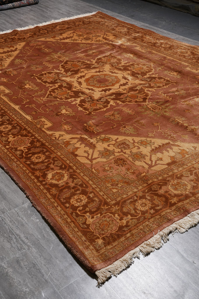 8.8 x 11.4 Authentic Persian Heriz Rug Brown #PIX-23865