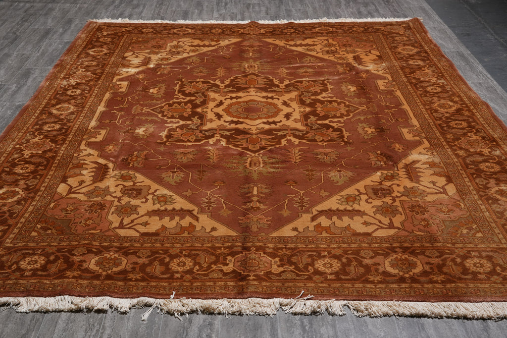8.8 x 11.4 Authentic Persian Heriz Rug Brown #PIX-23865