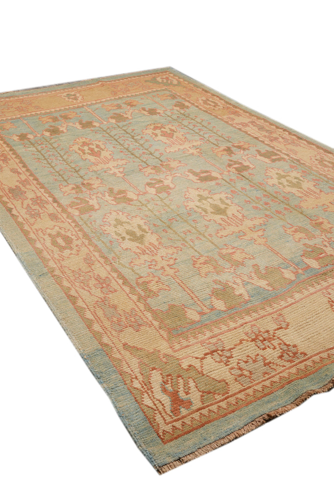 6.10 x 11.4 Gallery Size Wide Runner Oushak Carpet Hand-Knotted In Pakistan Aqua Teal Blue Green Brown #F-4328