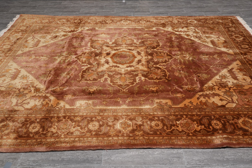 8.8 x 11.4 Authentic Persian Heriz Rug Brown #PIX-23865