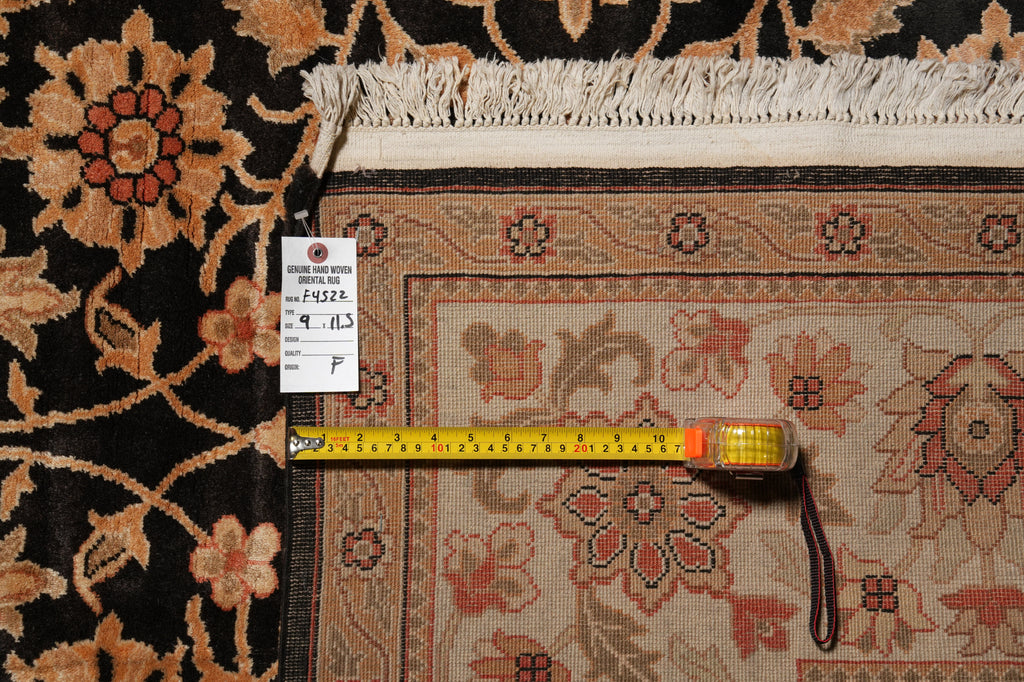 9 x 11.5 Quality Hand-Knotted New Zigler Rug Black #F-4522