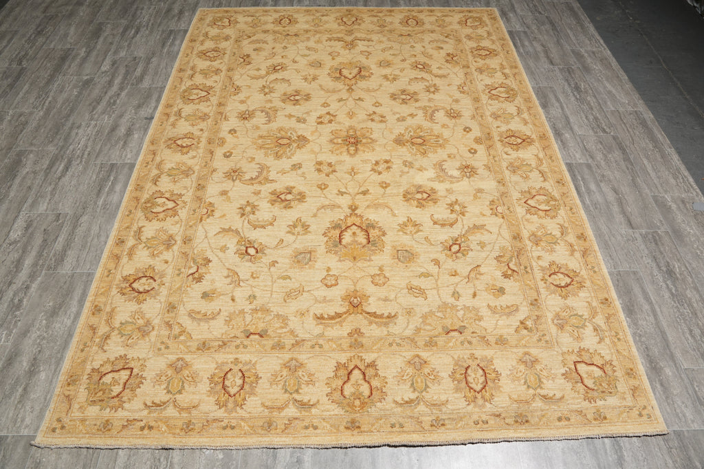 6 x 9 Hand-Knotted Beige Chobi Peshawar Rug #PIX-20600