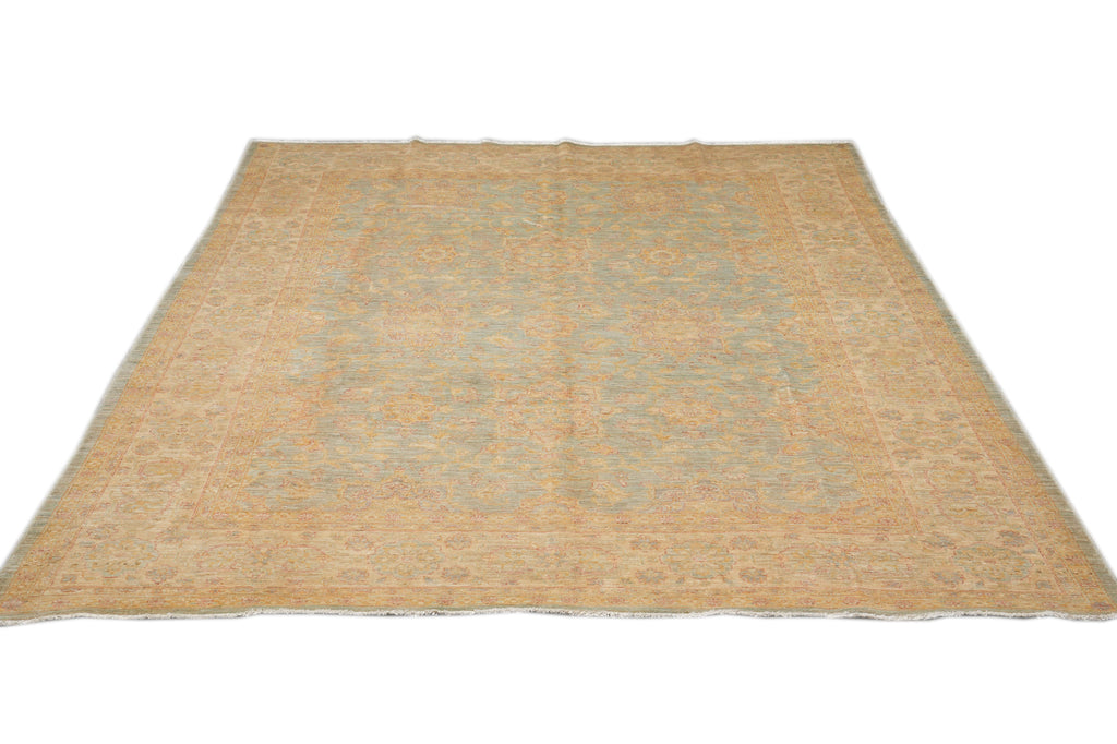 8 x 9.9 Warm Neutral Colors New Natural Wool Carpet Chobi Peshawar Rug #F-4329
