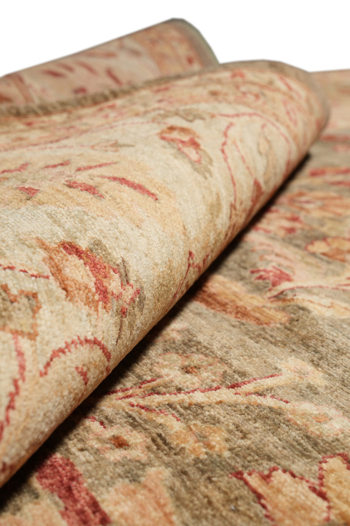 8.4 x 9.4 New Soltanabad Chobi Peshawar Rug Green Brown Carpet #F-4330