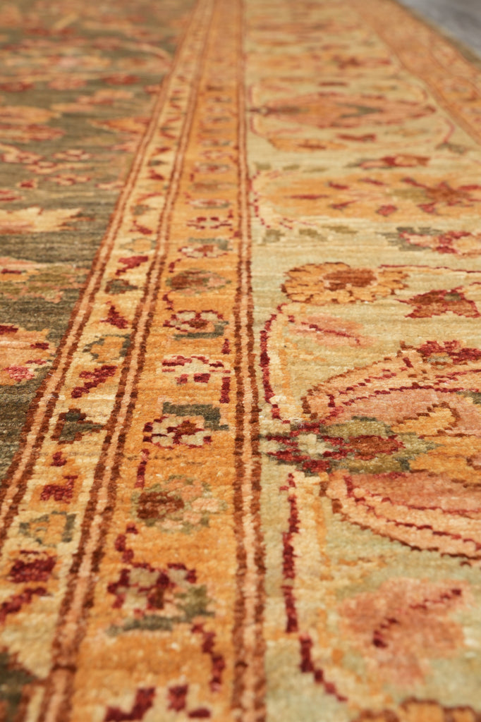 8.4 x 9.4 New Soltanabad Chobi Peshawar Rug Green Brown Carpet #F-4330